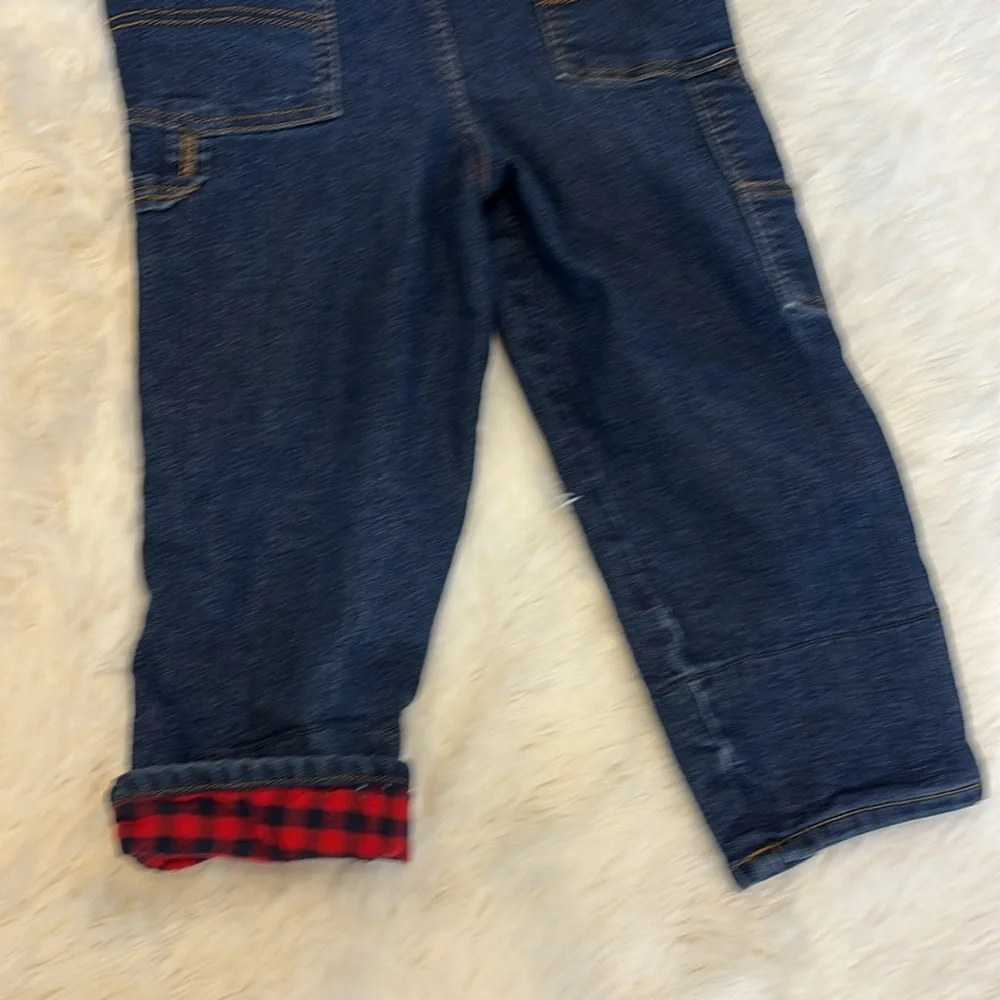 OshKosh B'gosh Toddler Denim Overall Red Plaid Lined at hem 5T